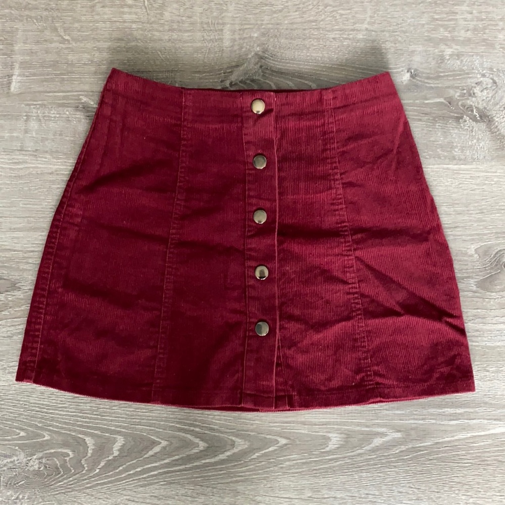 Burgundy Corduroy Mini Skirt
